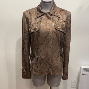 Joseph Ribkoff Animal Print Jacket Size 8 – Studded Details – Like New